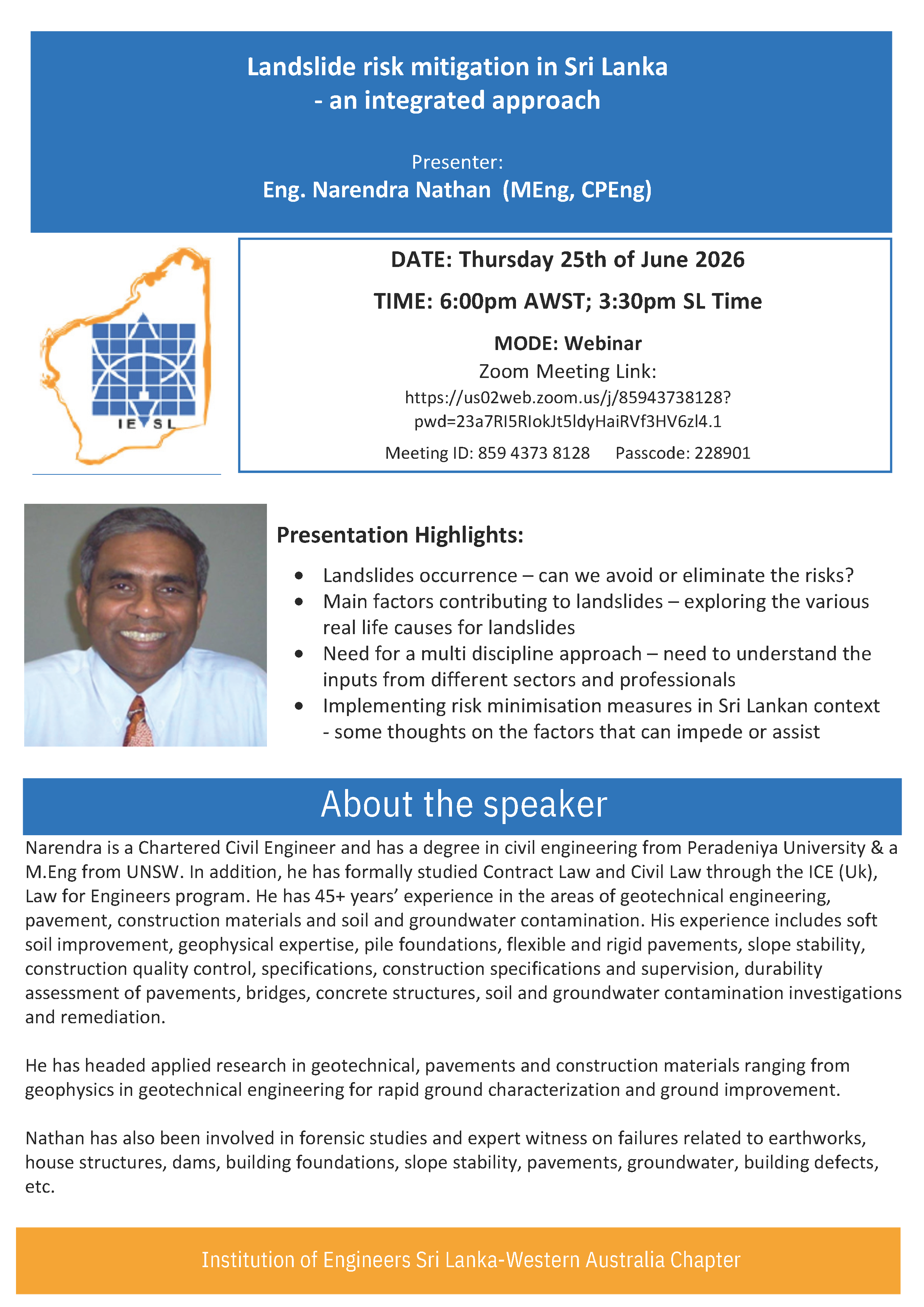 LANDSLIDE RISK MITIGATION IN SRI LANKA - AN INTEGRATED APPROACH